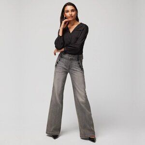 2/$30 White House Black Market High-Rise Mariner Wide Leg Jeans Gray 4 #A0157